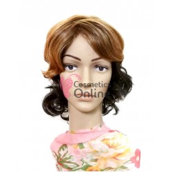 Peruca din fibra sintetica PB046 par mediu ondulat Castaniu Inchis cu Roscat Mixt